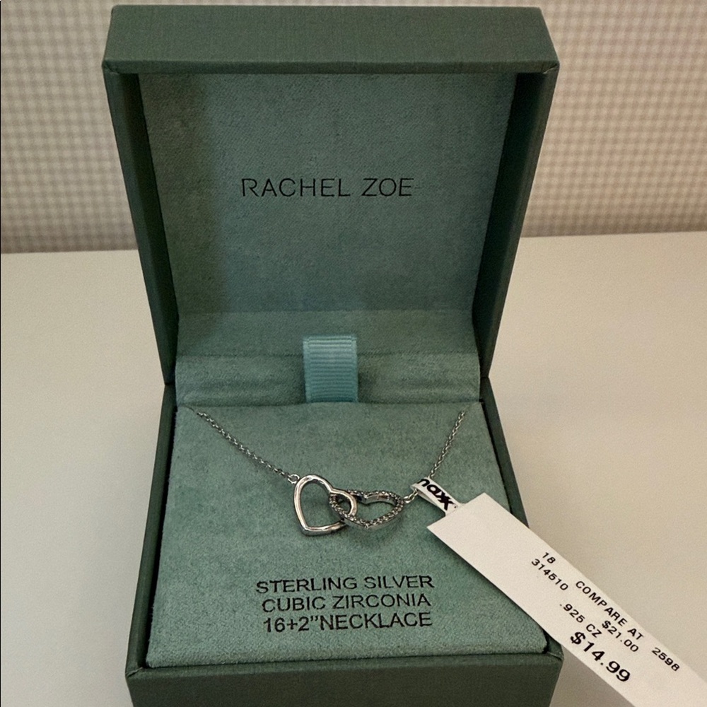 Rachel Zoe Silver Heart Necklace with Cubic Zirconia